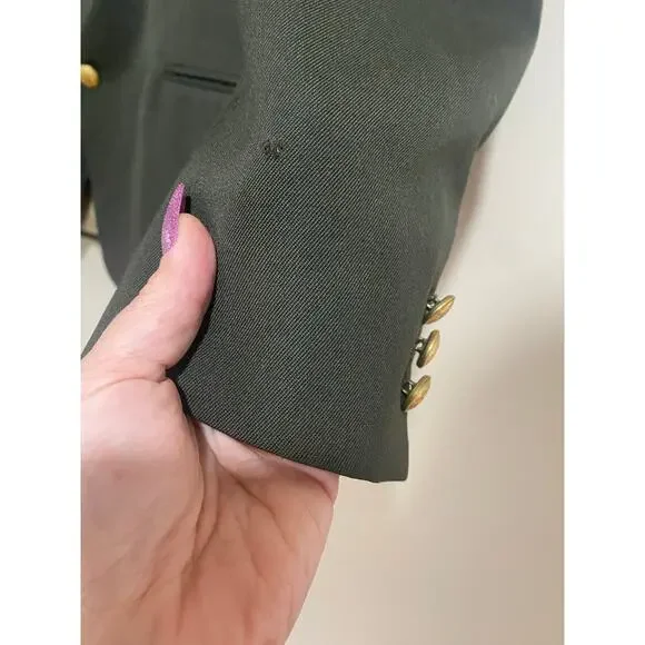 Vtg 90s Givenchy Monsieur Blazer 24x31 Green/ Gold Buttons*